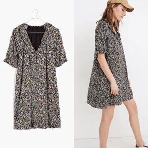 Madewell Folkmagic Floral Printed Ruffle Button Front Trapeze Dress